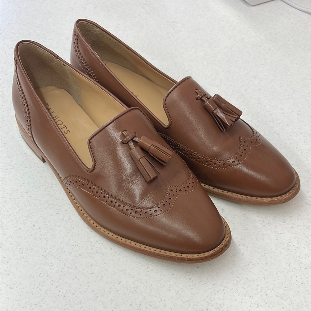 Talbots Brown Leather Loafers with Tassel Detail